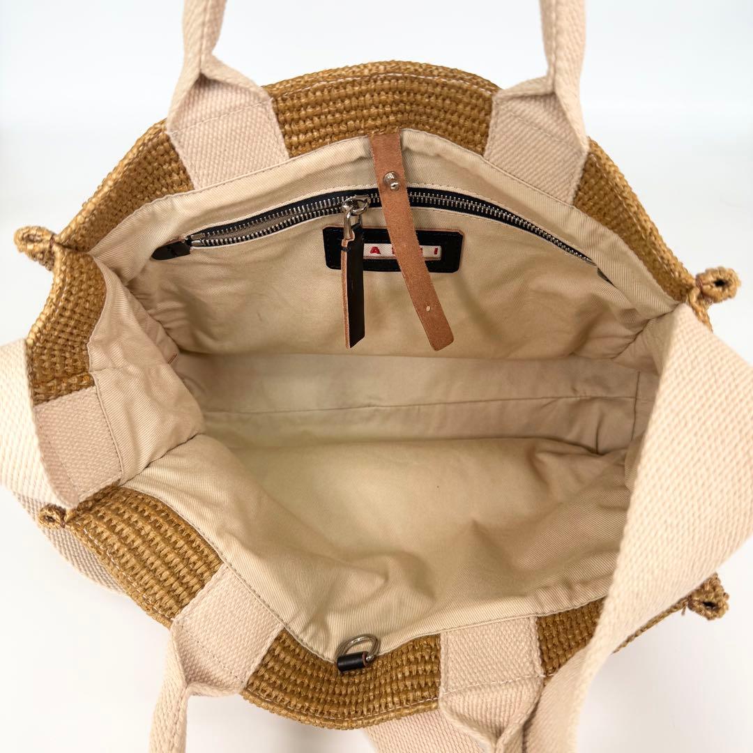 人気　MARNI マルニ　ラフィア　エフェクト　スモール　トートバッグ　ストロー