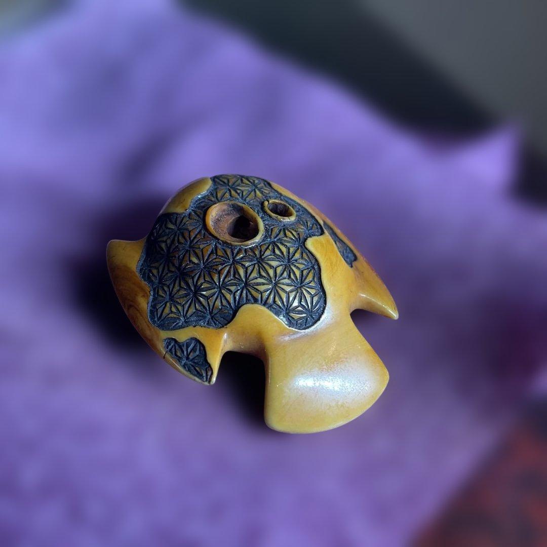 鳥型根付　　時代　　彫刻　骨董　古道具　　緒締　約4✖️4センチ