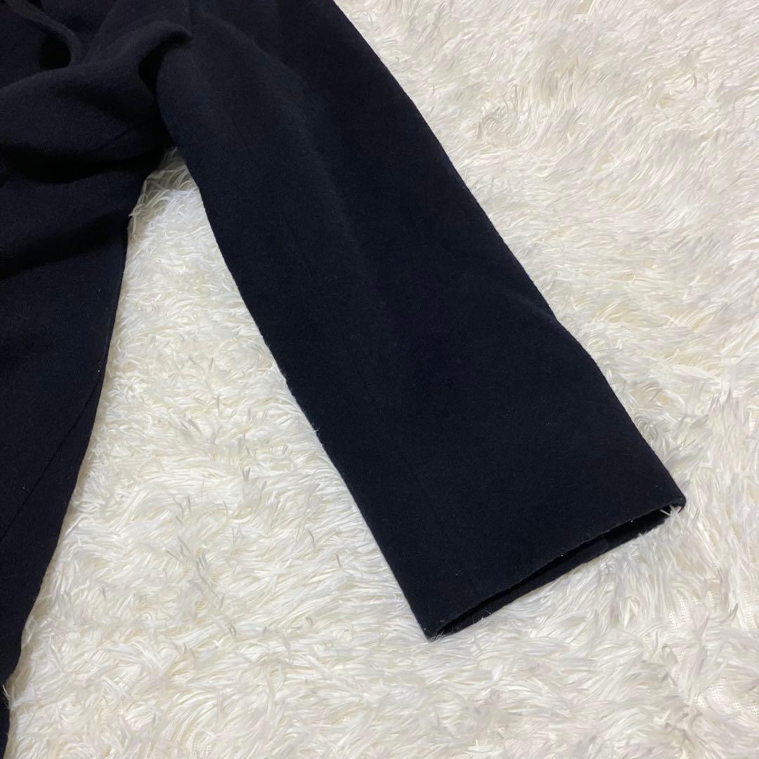 美品 23区 大きいサイズ 44 フーデットコート ウール アンゴラ ネイビー