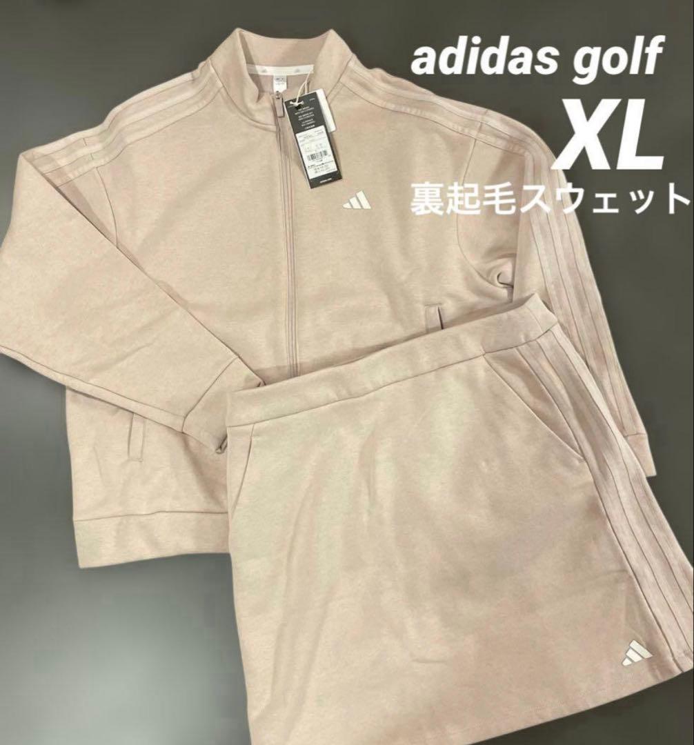 アディダスゴルフ　長袖トレーナー&スカート裏起毛セットアップ　スリーライン