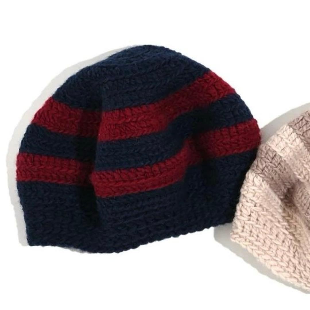 新品 COMFORTABLE REASON ニットベレー帽 レッド ブルー