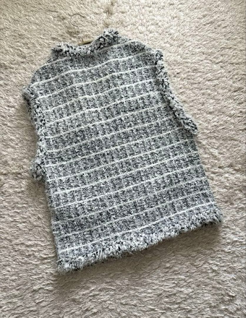 最終SALE【ユナイテッドアローズ】Vネック ミックスチェックツイードベスト