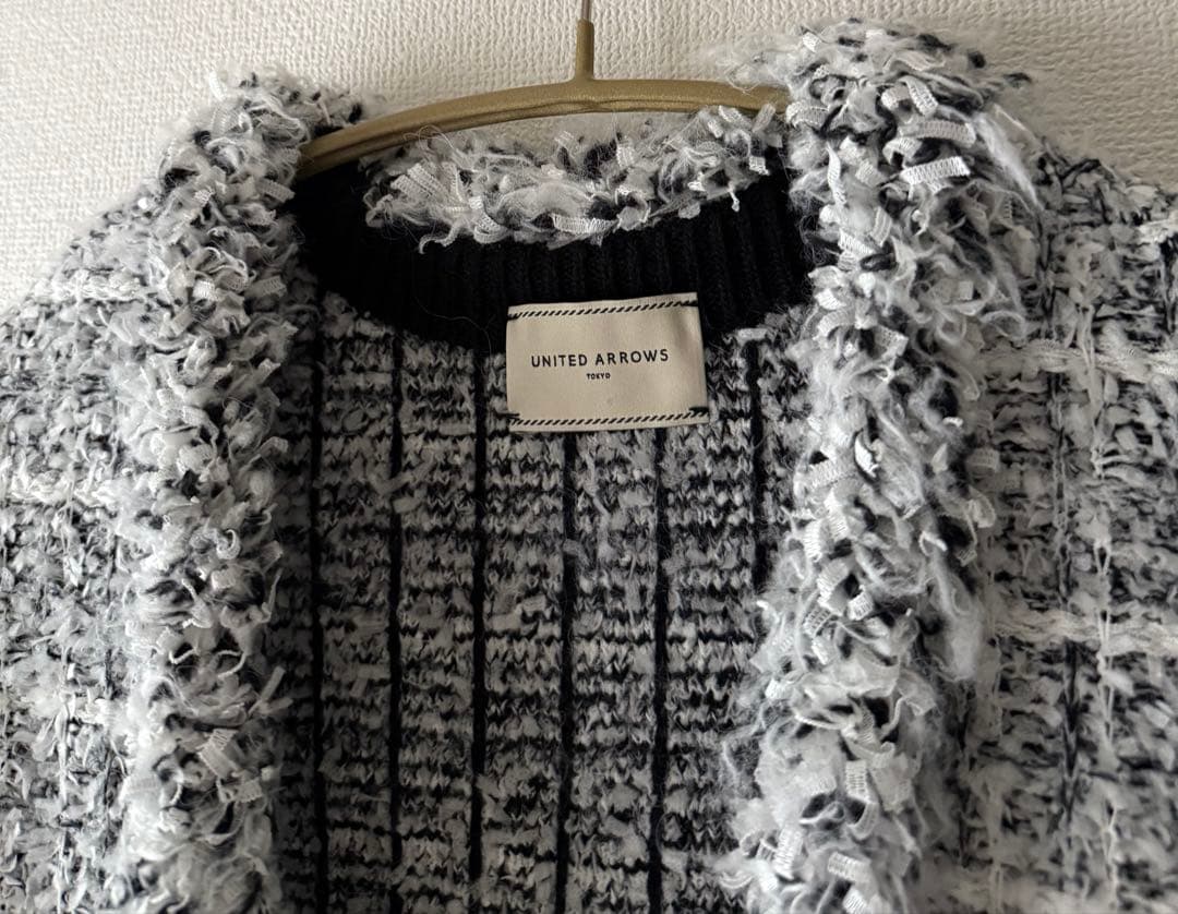 最終SALE【ユナイテッドアローズ】Vネック ミックスチェックツイードベスト