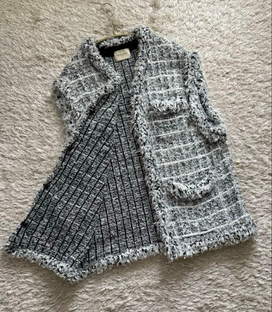 最終SALE【ユナイテッドアローズ】Vネック ミックスチェックツイードベスト