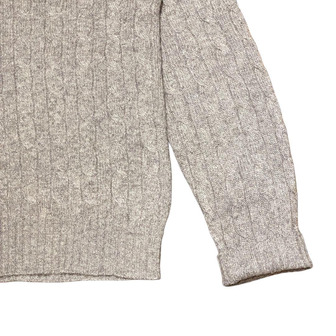 【L】ポロ・ラルフローレン カシミア 100% セーター ケーブルニット グレー