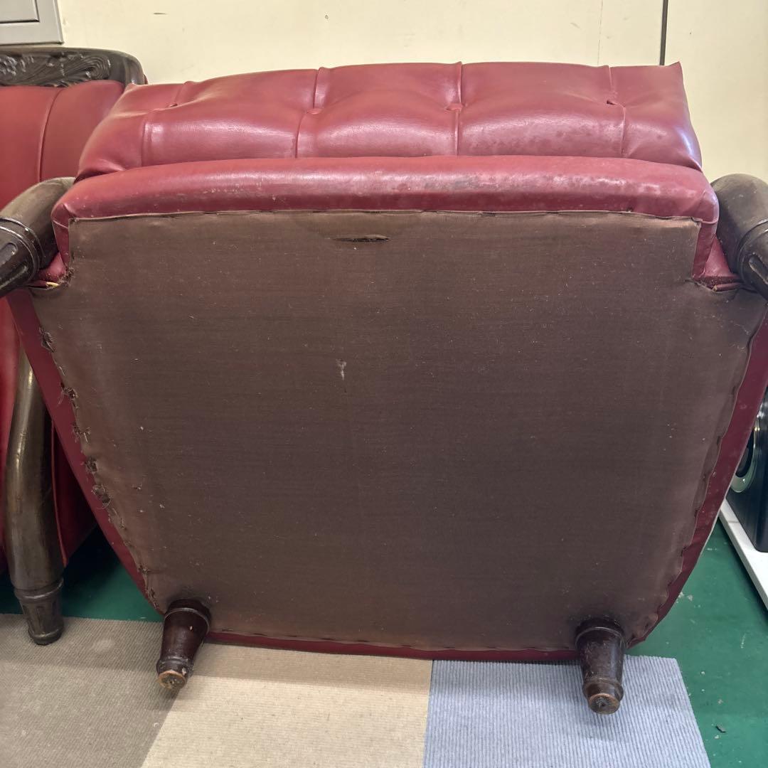 赤レザー　クラシックソファ　1脚 ②