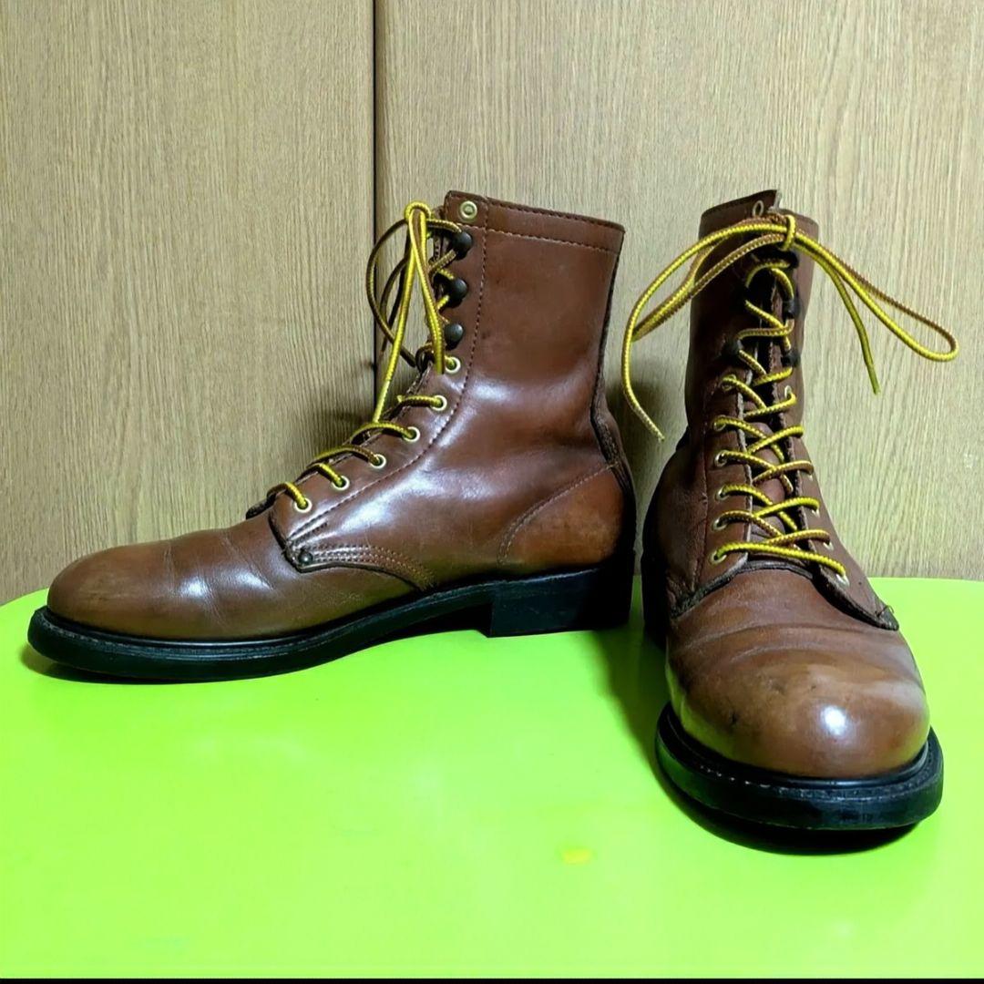 CAROLINA ワークブーツ ブラウン USA製 US8 踵 靴紐 新品