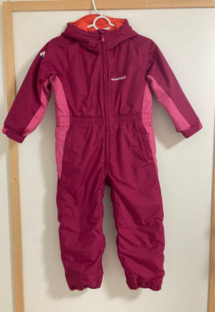 モンベル　スキーウェア120スーパードライテックカバーオール ピンク　美品