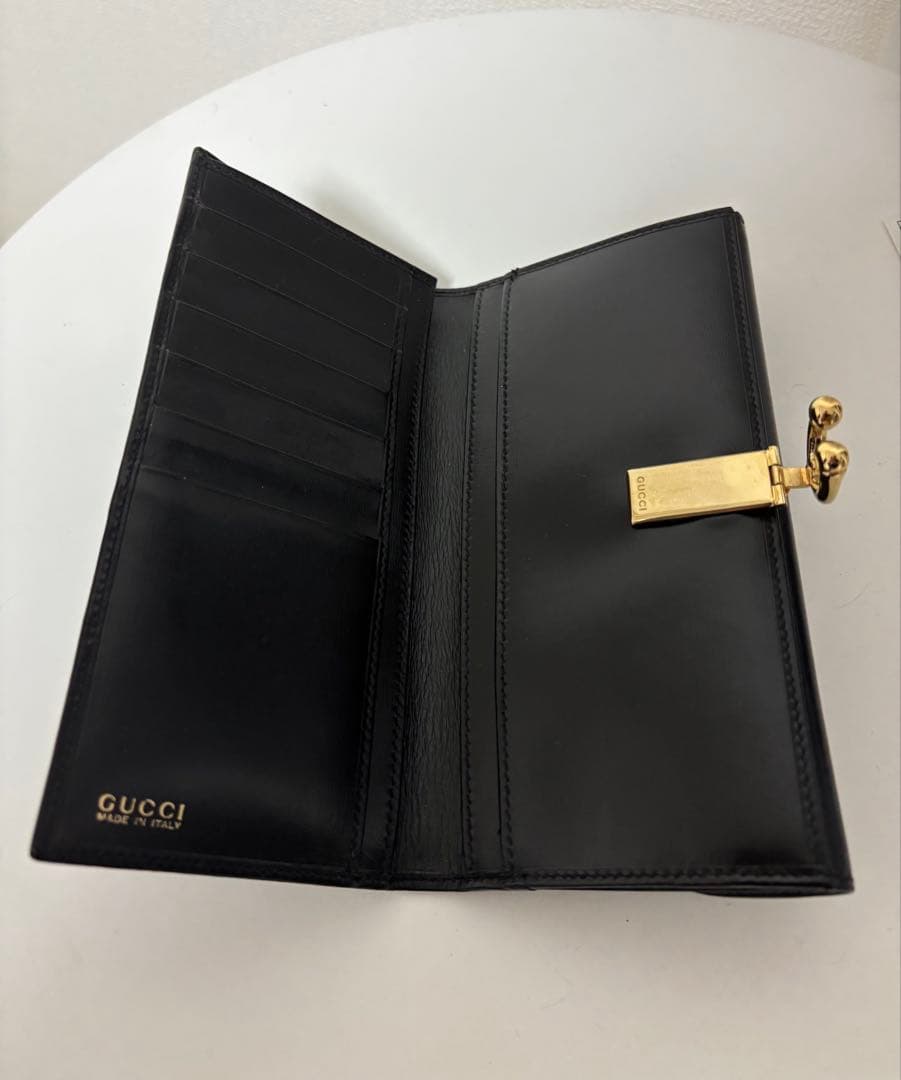 【美品レア】グッチ オールドグッチ ホースシュー 長財布 ブラック GUCCI
