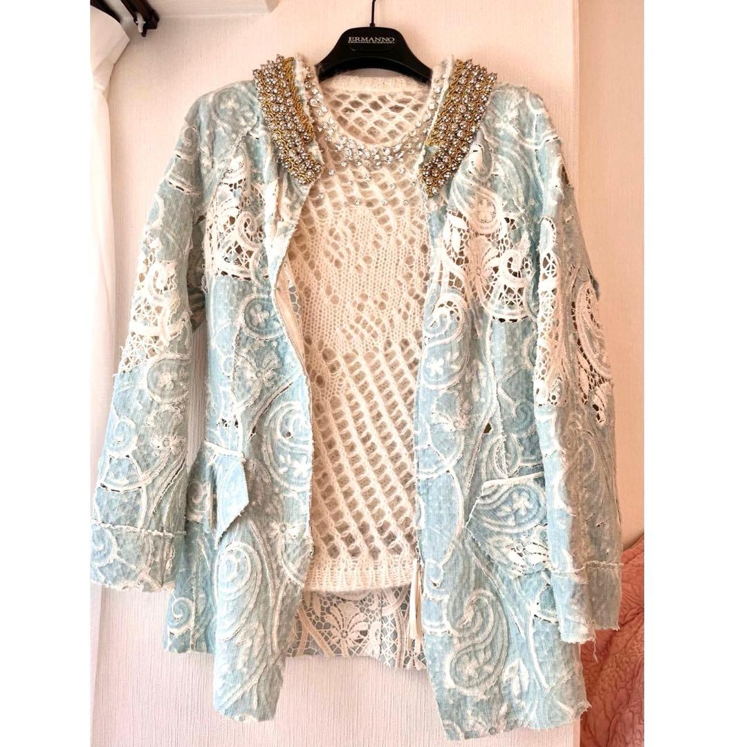 エルマンノシェルヴィーノコレクションデニムジャケット40エルマノシェルビーノ