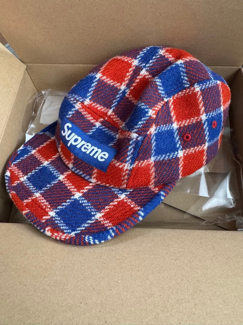 帽子 Supreme Harris Tweed Camp Cap Red Plaid
