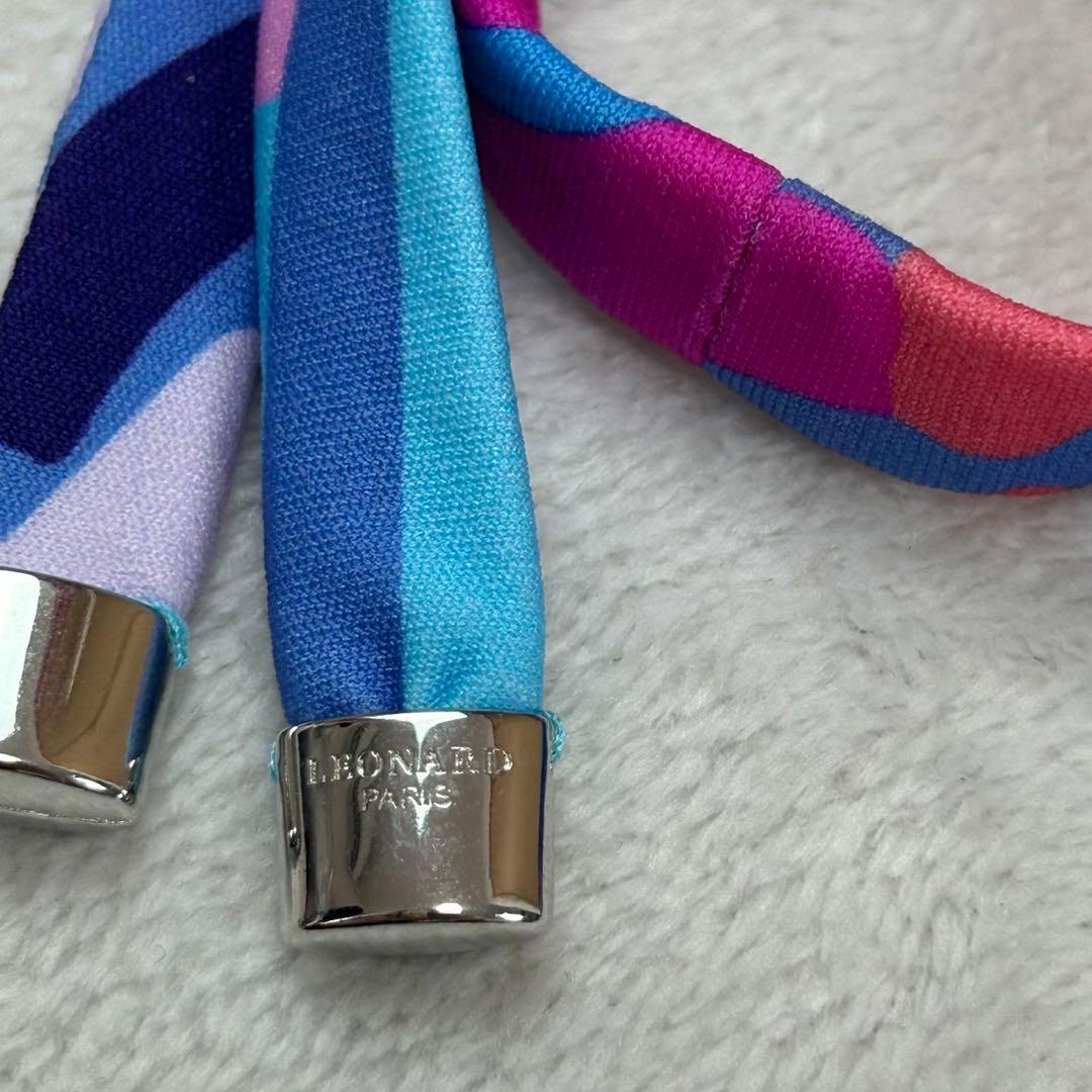 K552 新品未使用 L レオナール 総柄 ひざ丈ワンピース ブルー レディース