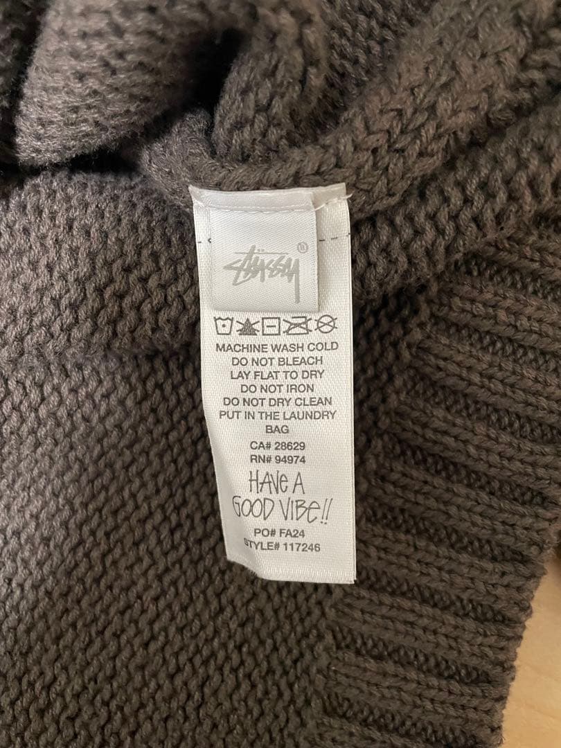 トップス Stussy Roll V Neck Logo Sweater Brown