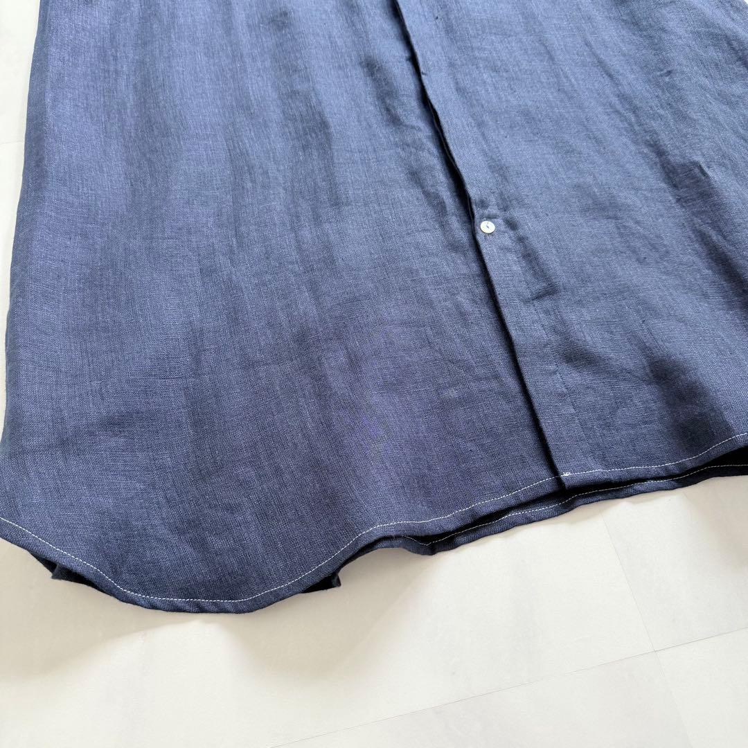 nume ヌメ リネンダブルガーゼシャツワンピース　ネイビー　3 パラスパレス