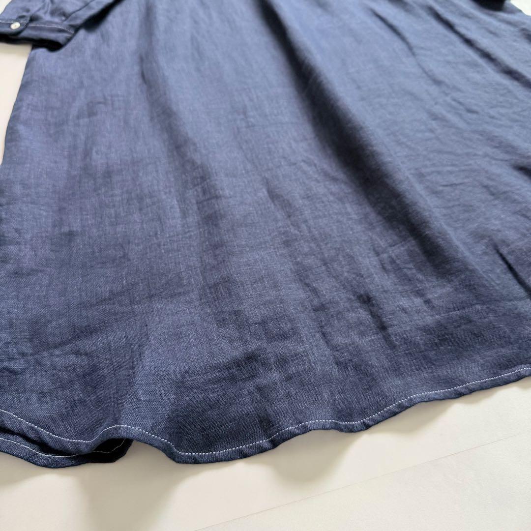 nume ヌメ リネンダブルガーゼシャツワンピース　ネイビー　3 パラスパレス
