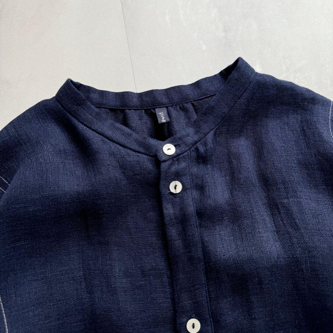 nume ヌメ リネンダブルガーゼシャツワンピース　ネイビー　3 パラスパレス