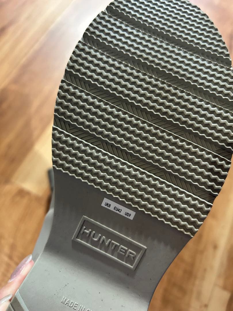 HUNTER グレー ショートレインブーツ