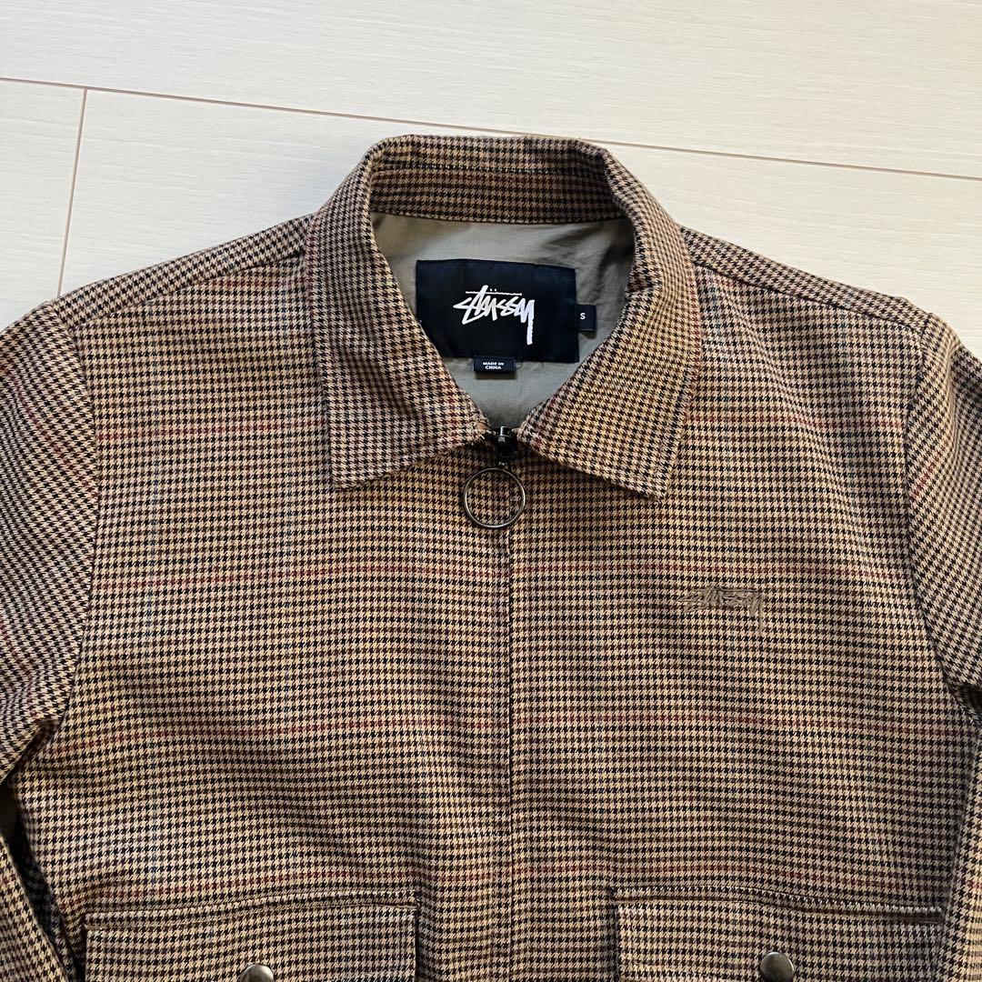 STUSSY レディース 千鳥格子 ショートジップジャケット S