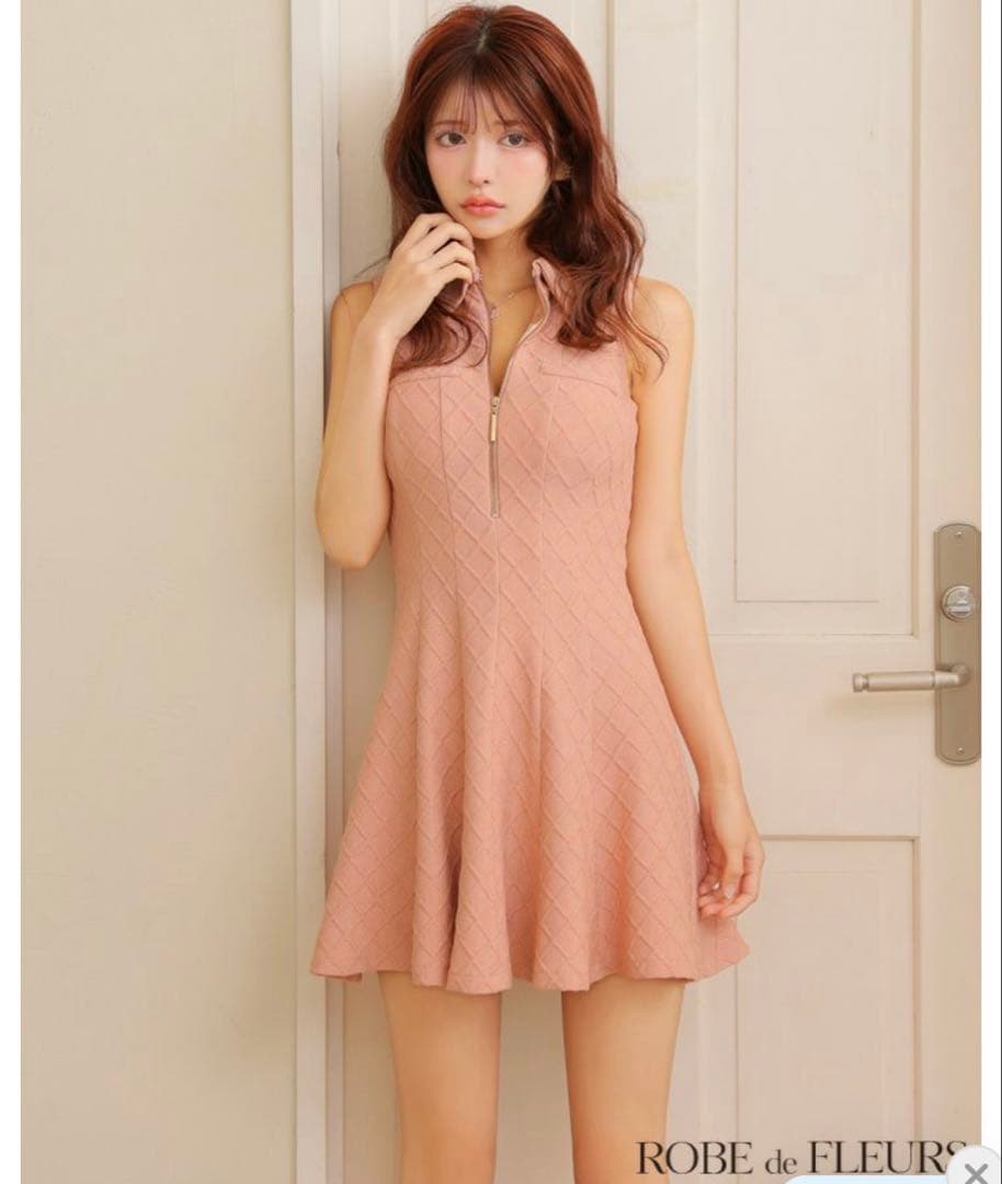 ROBE de FLEURS ノースリーブドレス Sサイズ ピンク　襟付き　ミニ