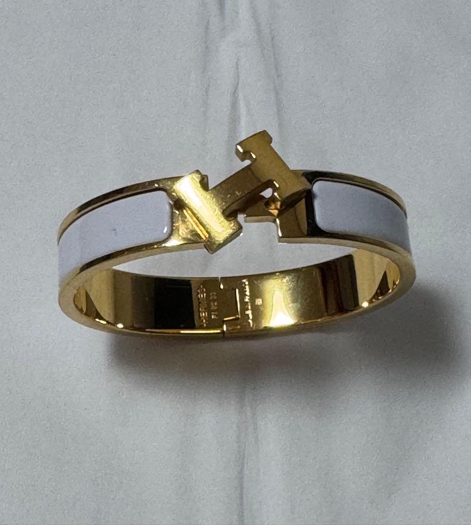 HERMES クリックH バングル ゴールド/ホワイト