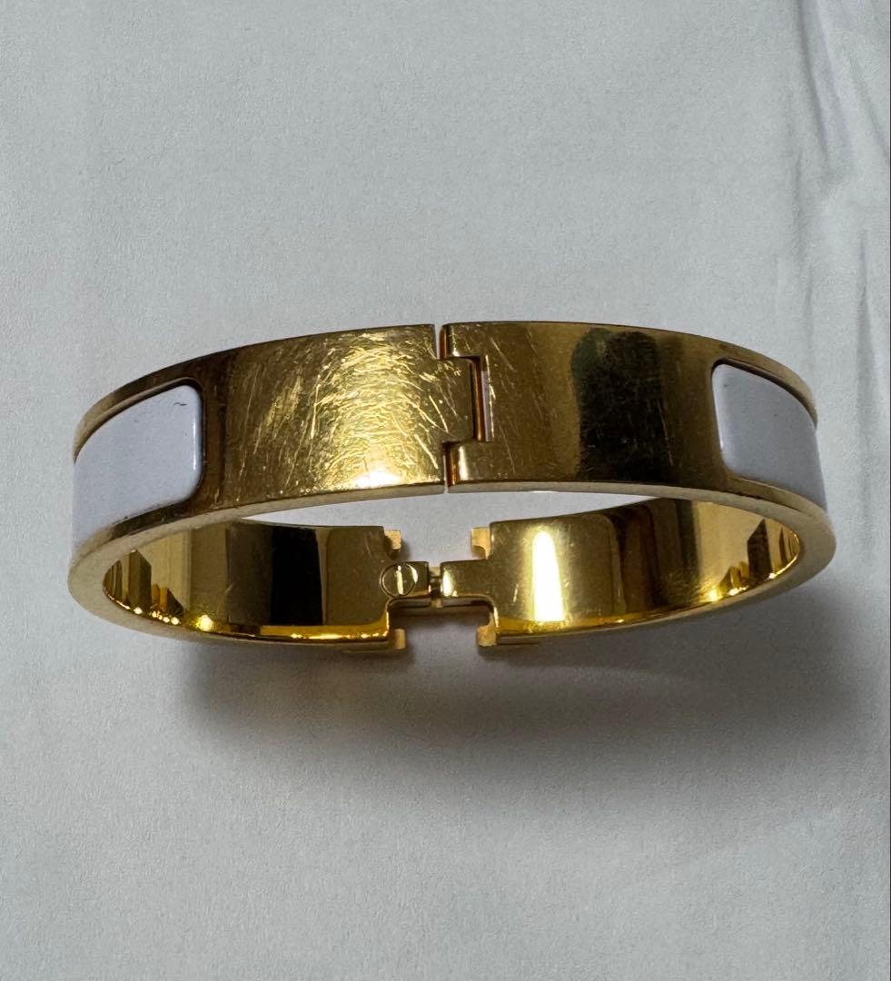 HERMES クリックH バングル ゴールド/ホワイト