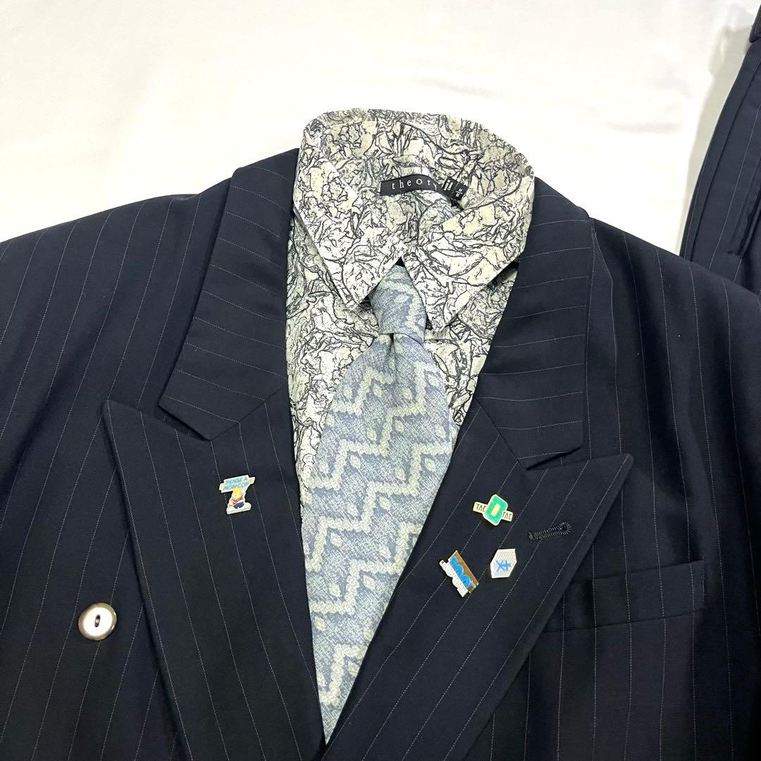 【vintage】セットアップ　スーツ　ダブル　ストライプ　ピンズ　90s