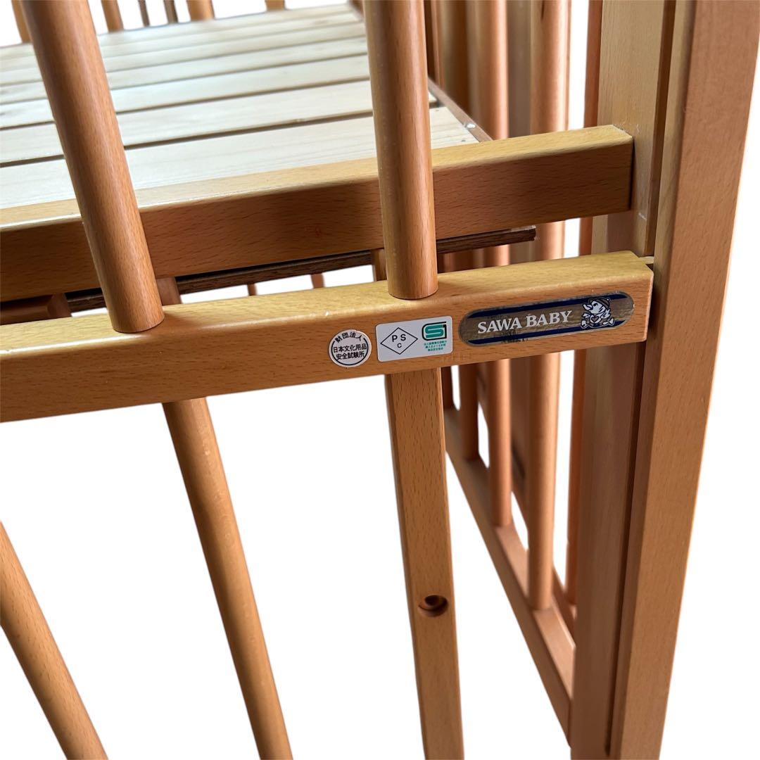 SAWABABY 木製ベビーベッド キャスター付き