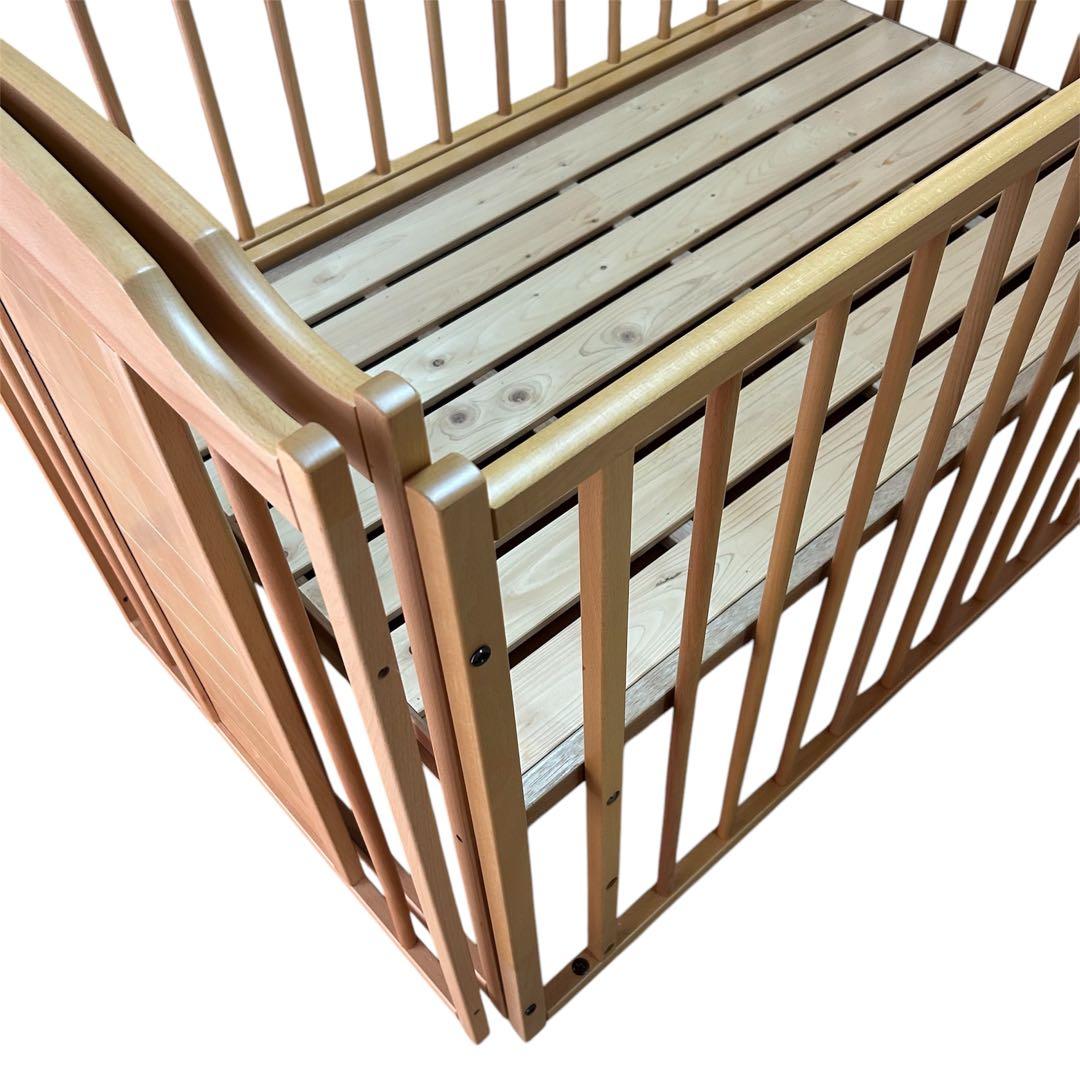 SAWABABY 木製ベビーベッド キャスター付き