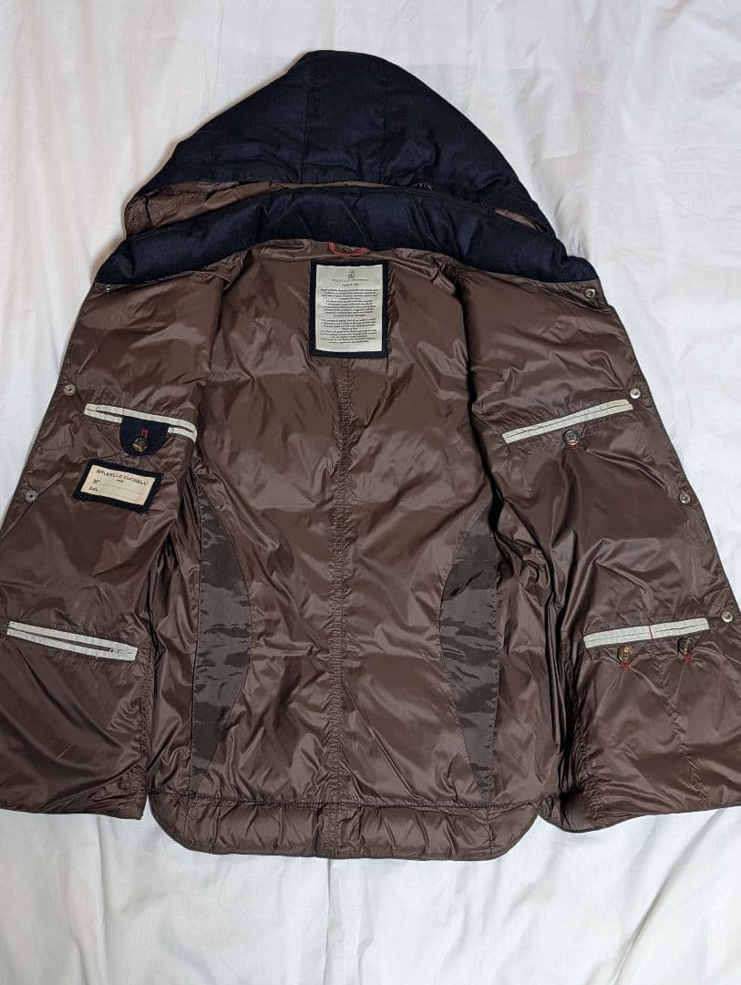 【美品】ブルネロクチネリ ダウンベスト XS ウール×カシミア ネイビー