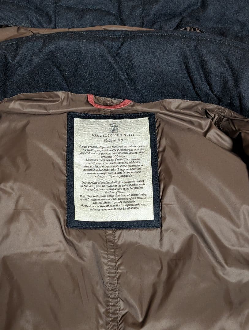 【美品】ブルネロクチネリ ダウンベスト XS ウール×カシミア ネイビー