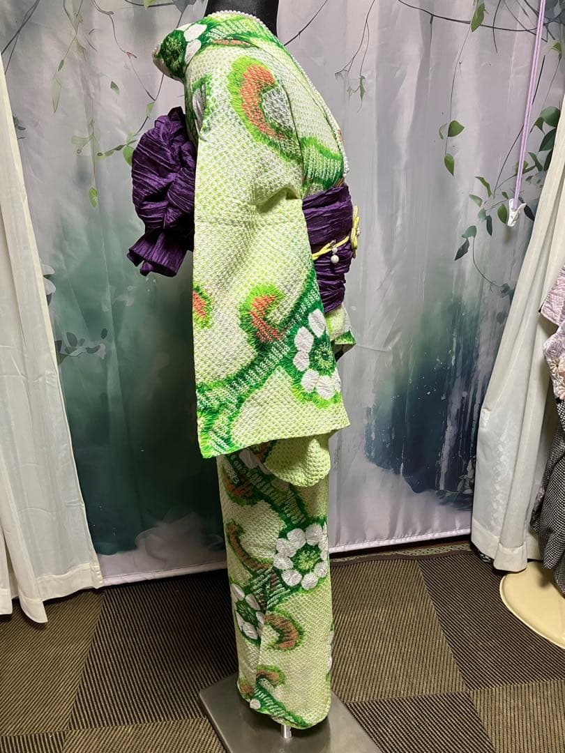 い*ふ様 オークション有松鳴海総絞り浴衣のみ緑、158±5