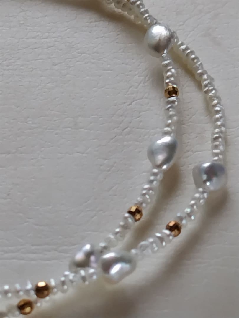 K18 アコヤ真珠ケシパール、あこや砂芥子パールの、オメガ風ネックレス