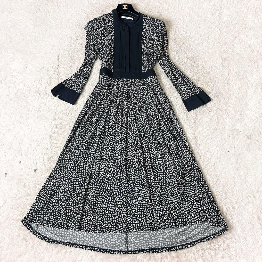 マックスマーラ 白タグ ロングワンピース 総柄 シルク 大きいサイズ XL