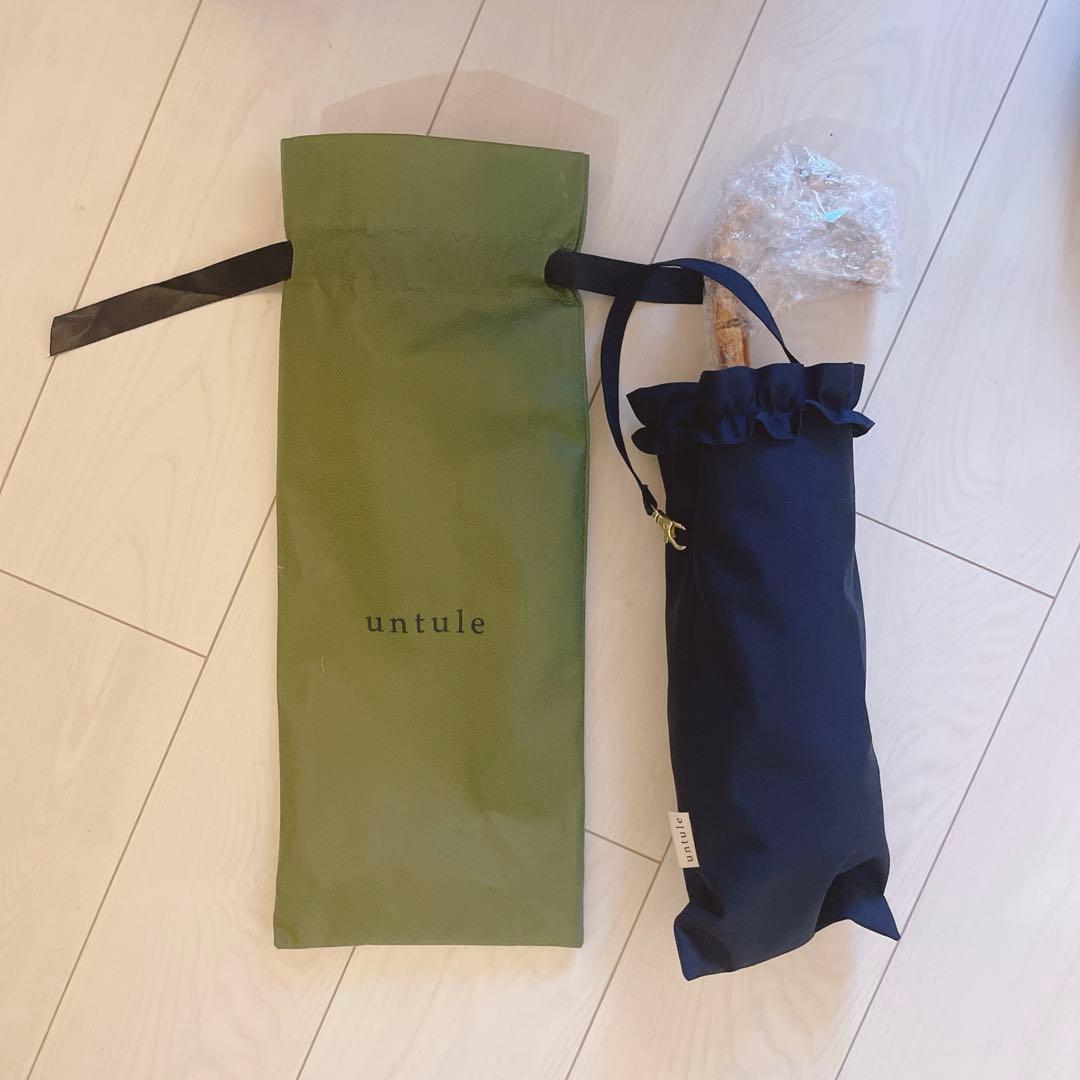 【untule】2段2WAY 折りたたみ日傘(50cm)/フリル ネイビー