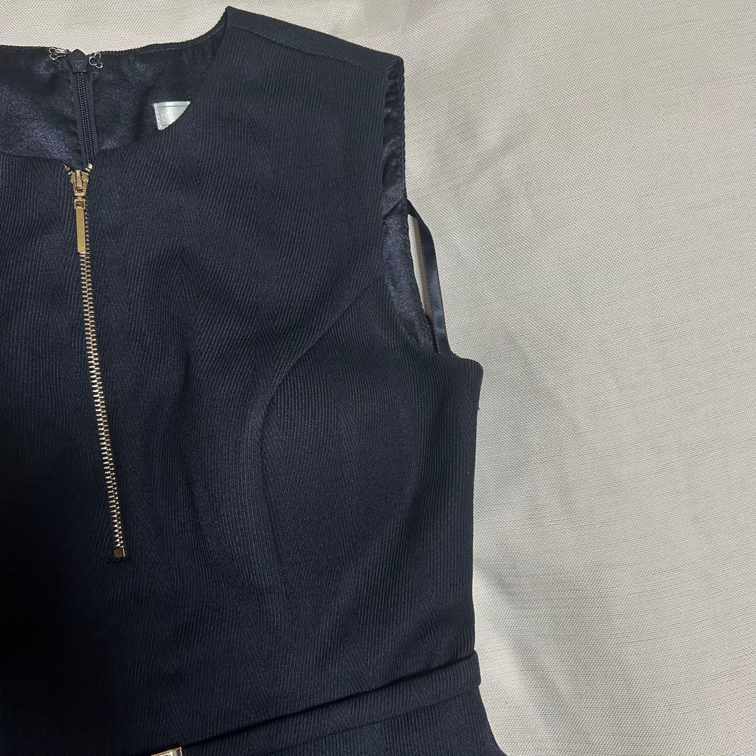 DEA robe de fleurs ネイビーフリルミニドレス