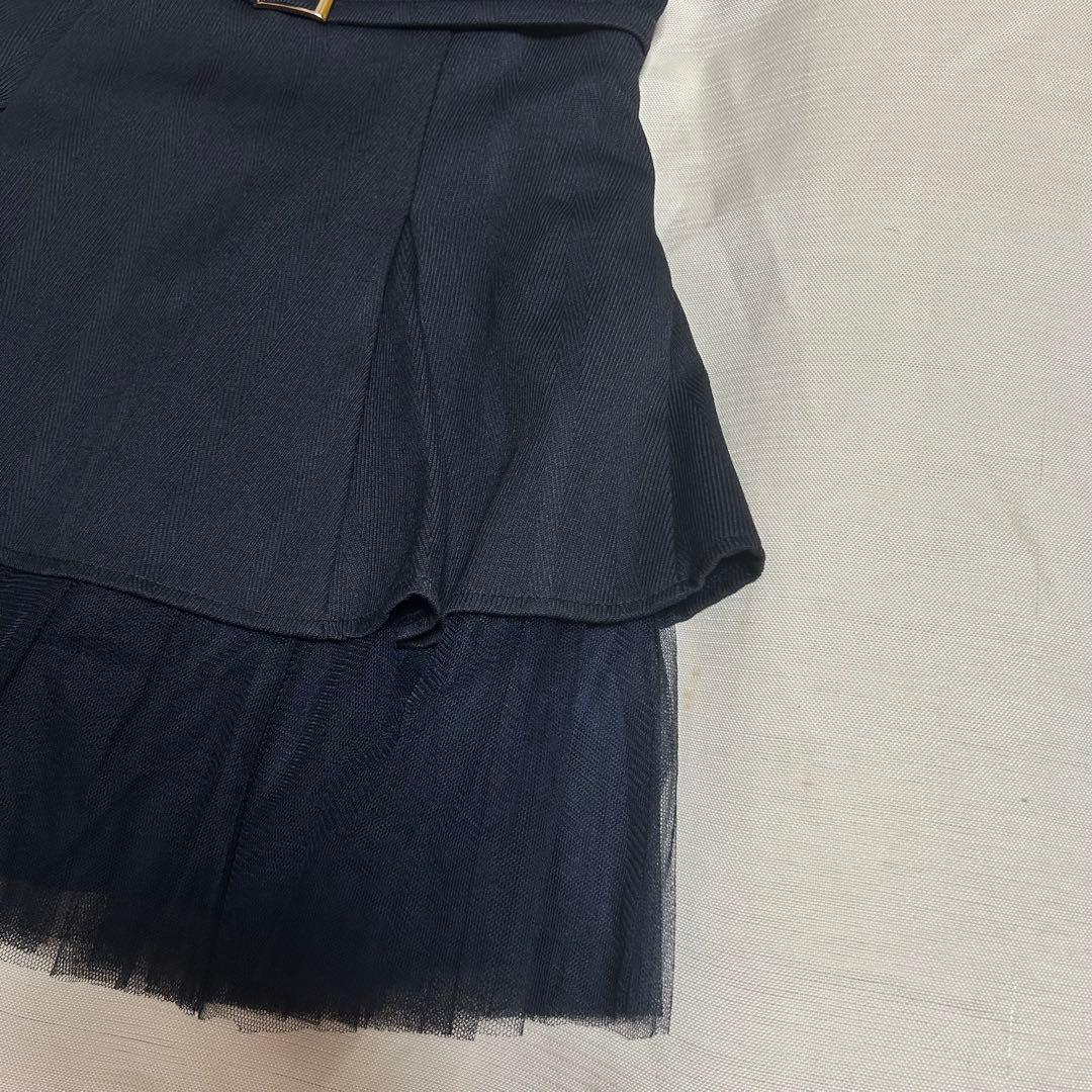 DEA robe de fleurs ネイビーフリルミニドレス