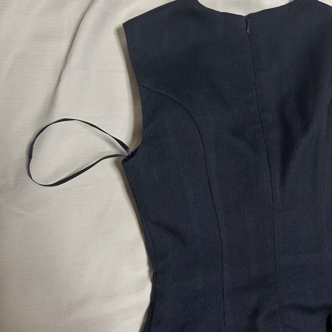 DEA robe de fleurs ネイビーフリルミニドレス