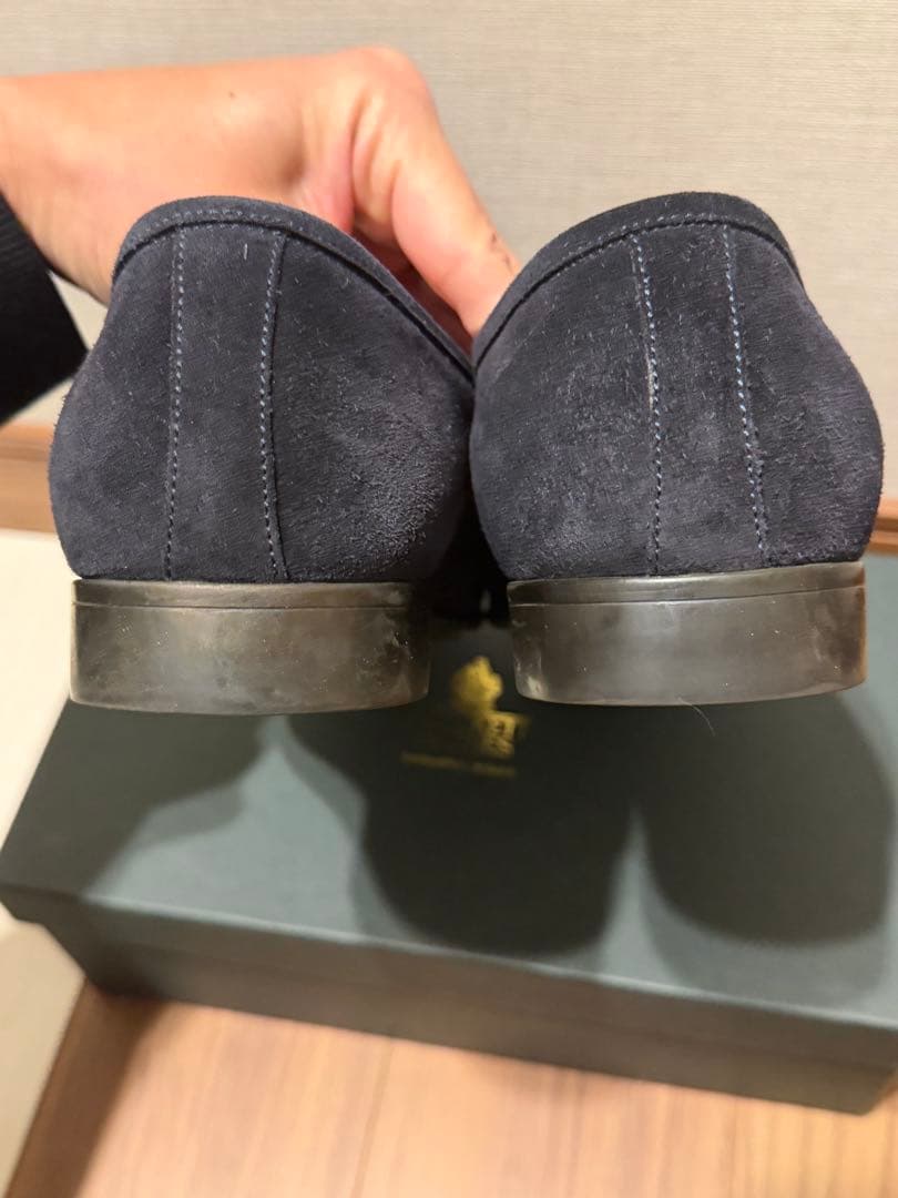 サントーニ SANTONI ネイビー スエード ローファー