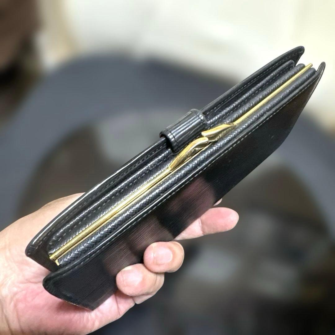 ⑤☆使用感少/美品♪コンチネンタル がま口 長財布 エピ ノワール レザー