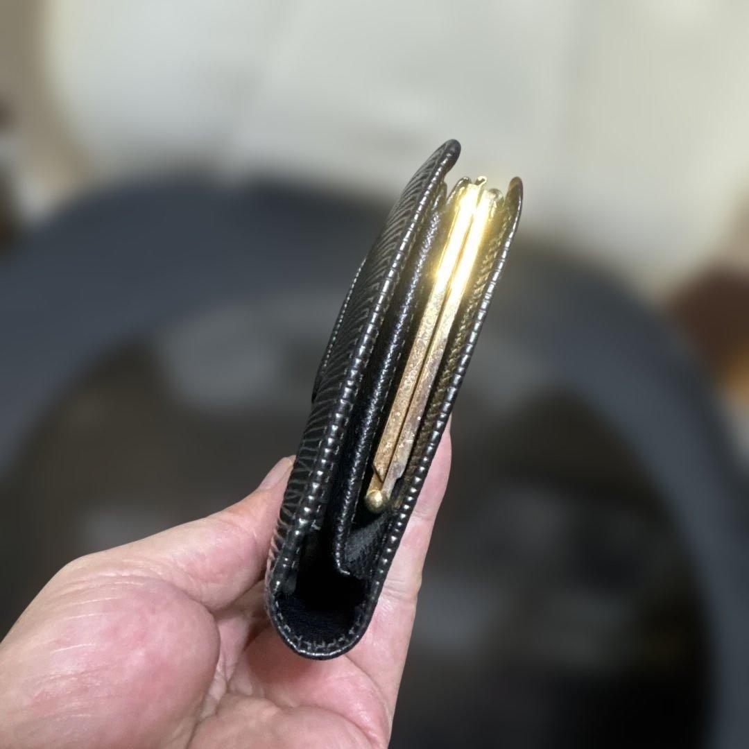 ⑤☆使用感少/美品♪コンチネンタル がま口 長財布 エピ ノワール レザー