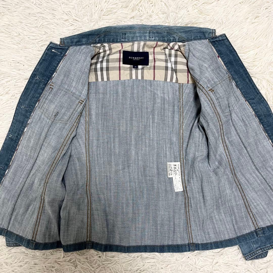 バーバリーロンドン デニムジャケット ライトブルー ノバチェック ストレッチ 秋