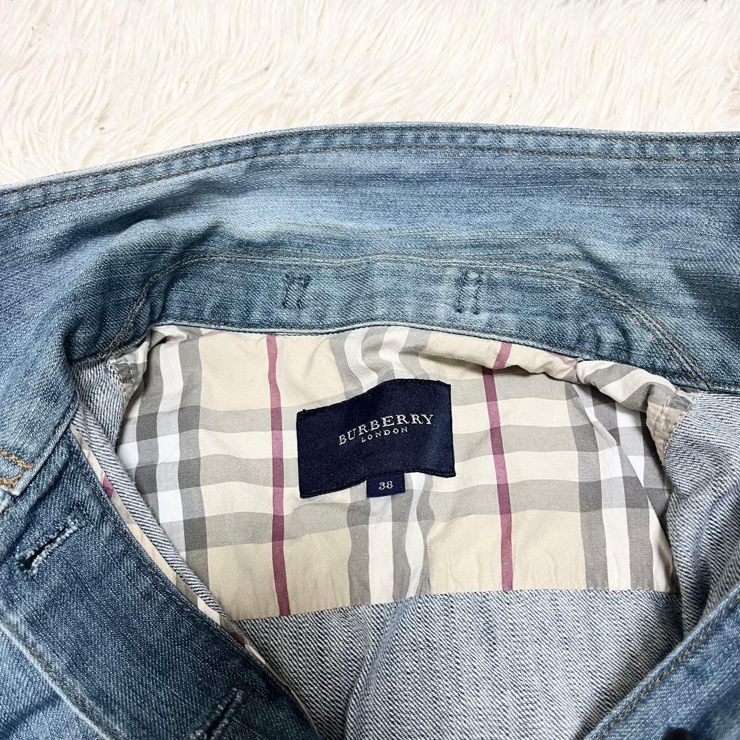 バーバリーロンドン デニムジャケット ライトブルー ノバチェック ストレッチ 秋