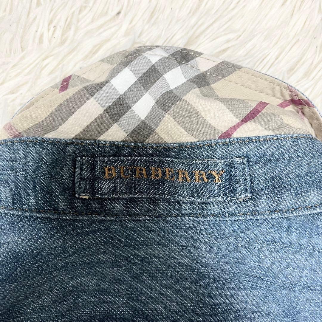 バーバリーロンドン デニムジャケット ライトブルー ノバチェック ストレッチ 秋