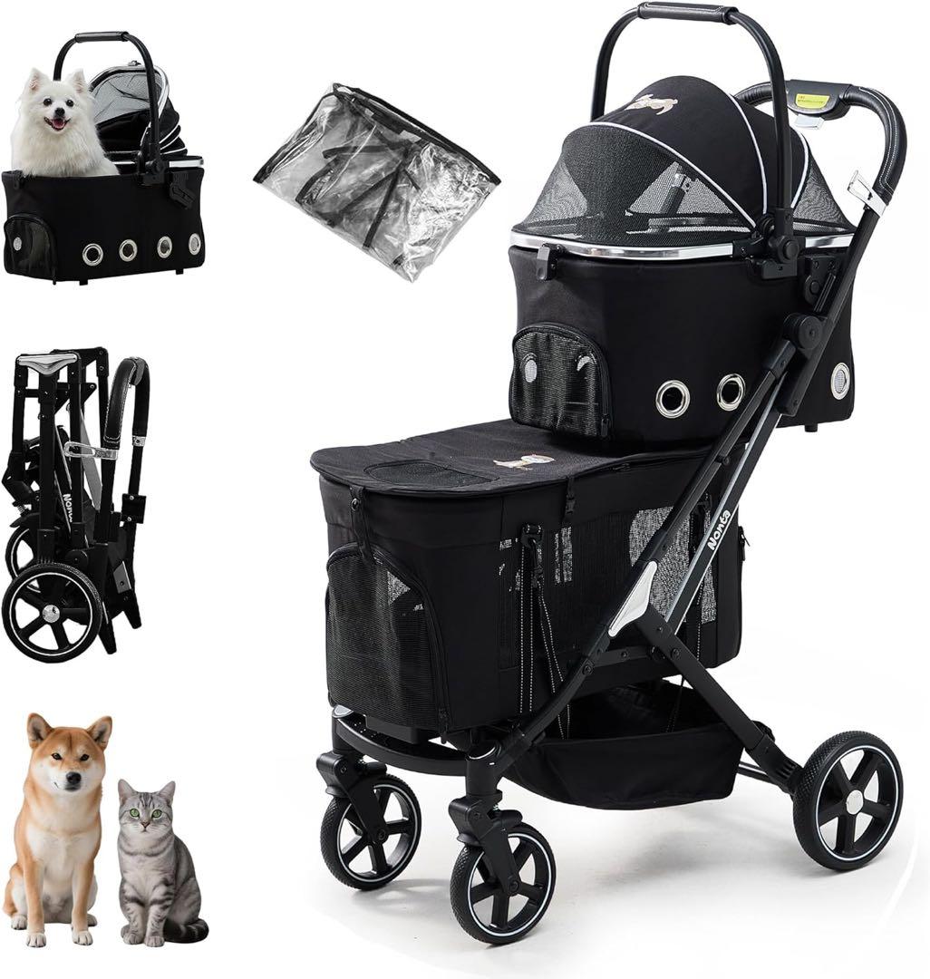 Nonta 二段式ペットカート ブラック　犬猫兼用