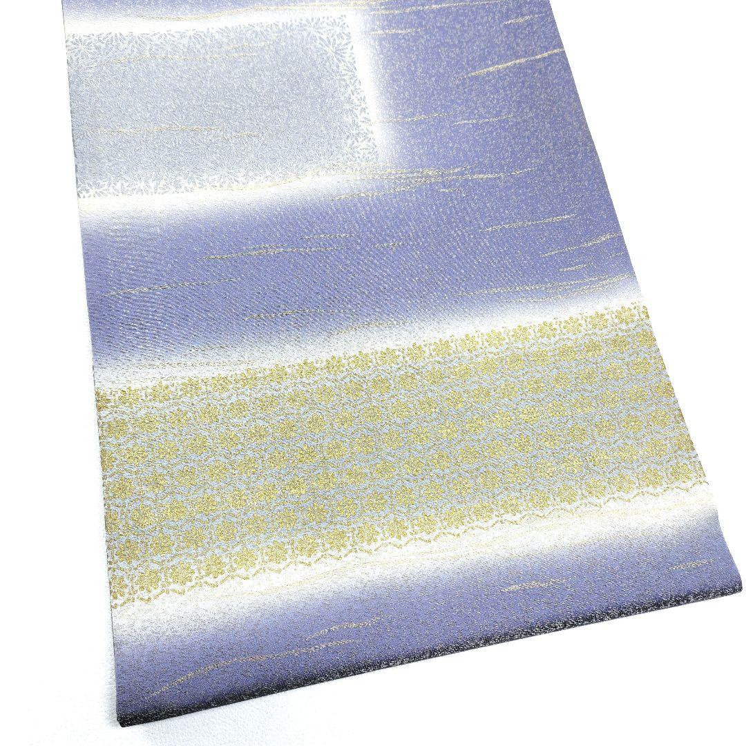 帯5737 ●高級 正絹 京都・宇治 緑茶染 落款 作家物 全通 袋帯