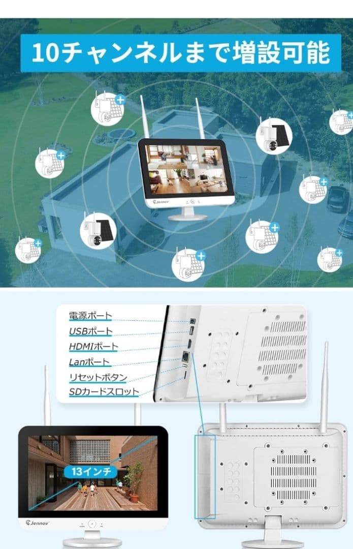 無線屋外防犯カメラ 2台セットモニター付き★新品未使用