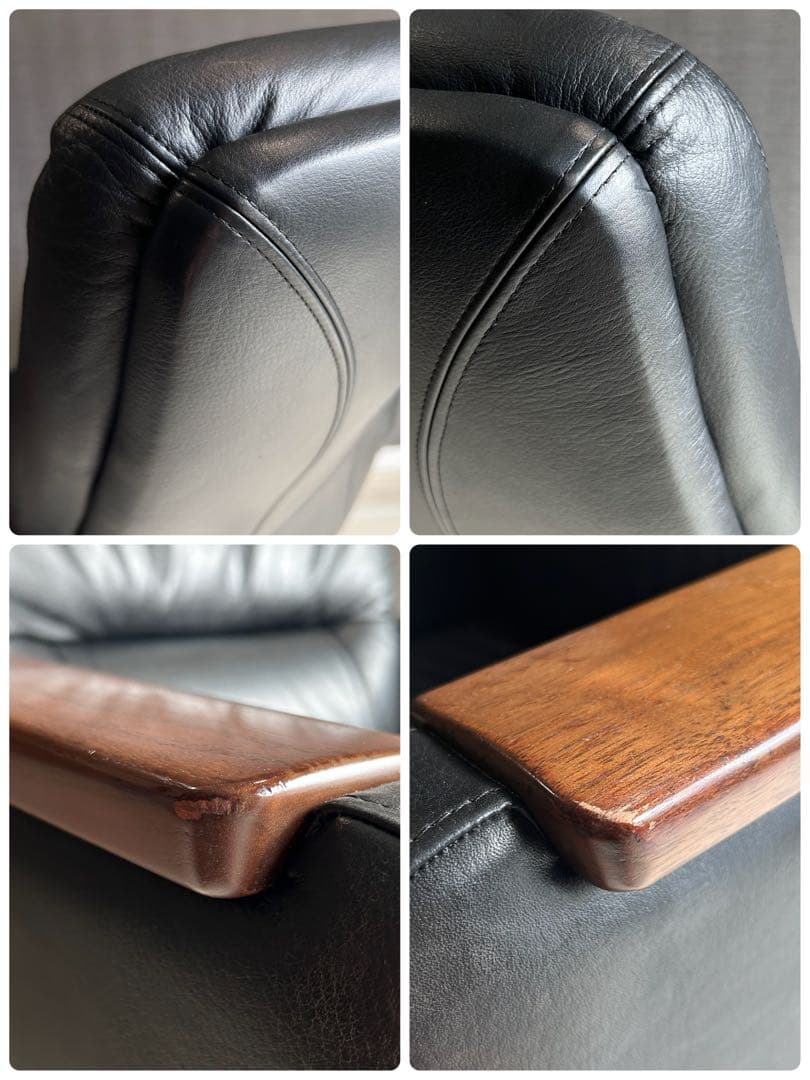 【美品】カリモク デスクチェア エグゼクティブ 本革 ウッド 昇降式 キャスター