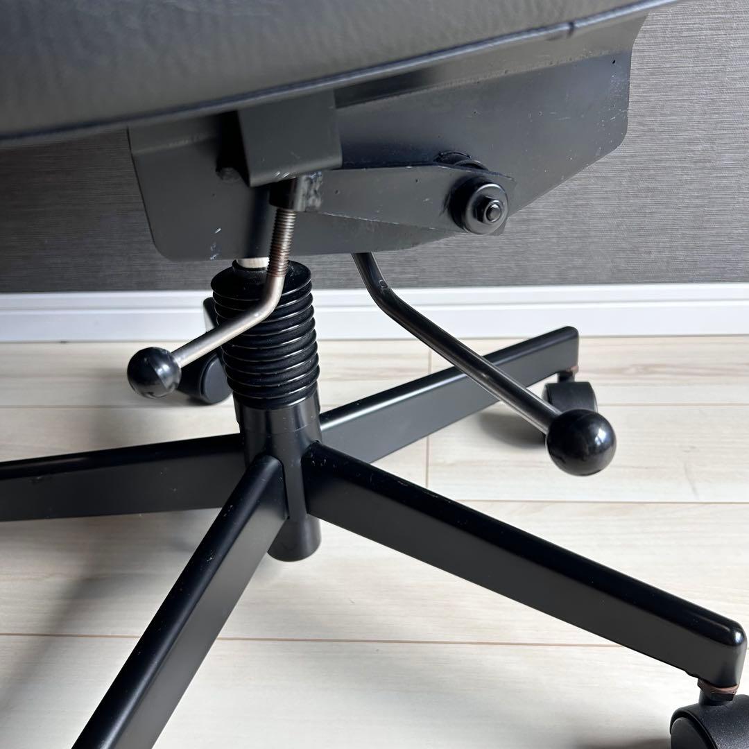 【美品】カリモク デスクチェア エグゼクティブ 本革 ウッド 昇降式 キャスター