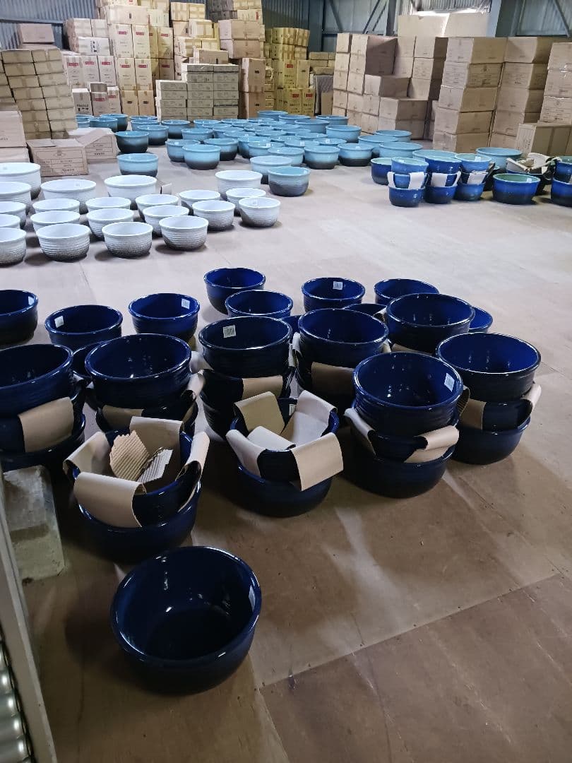 新品　特大50　陶器　睡蓮鉢　メダカ鉢　難有　ラリマーブルー　スカイブルーLWC