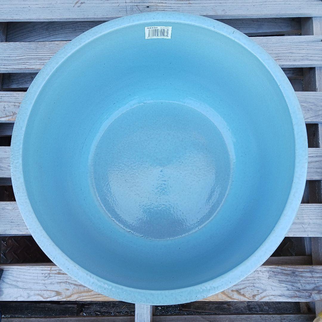 新品　特大50　陶器　睡蓮鉢　メダカ鉢　難有　ラリマーブルー　スカイブルーLWC